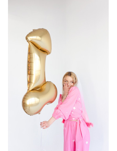 Balon foliowy Penis, 55,5x112 cm, złoty