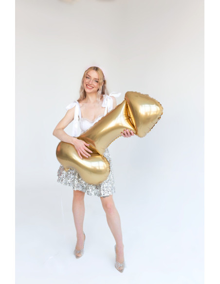 Balon foliowy Penis, 55,5x112 cm, złoty