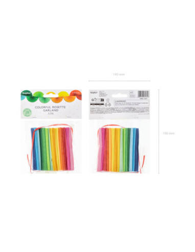 Girlanda papierowa Tęczowe Wachlarze, 2,5m, mix