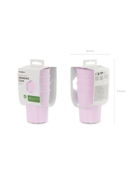 Kubeczki plastikowe Falbanka, 220 ml, fioletowy (1 op. / 4 szt.)