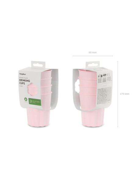Kubeczki plastikowe Falbanka, 220 ml, różowy (1 op. / 4 szt.)
