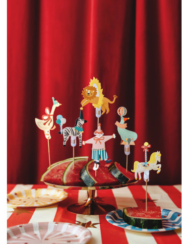 Dekoracje do muffinek Cyrk, 9-11,5 cm, mix (1 op. / 6 szt.)