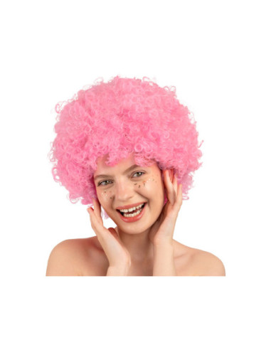 Peruka Afro, jasny róż