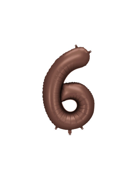 Balon foliowy Cyfra '6', 86cm, mocca
