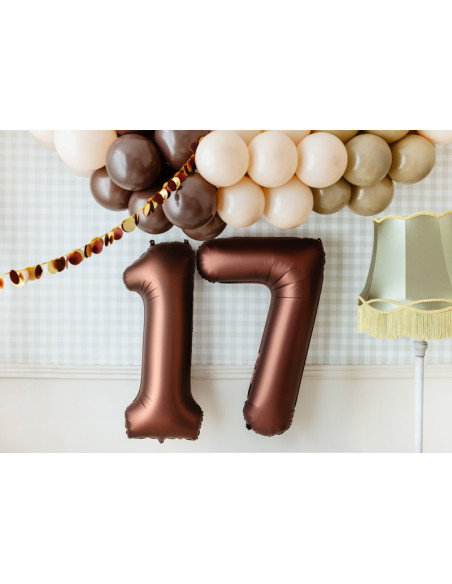 Balon foliowy Cyfra '7', 86cm, mocca