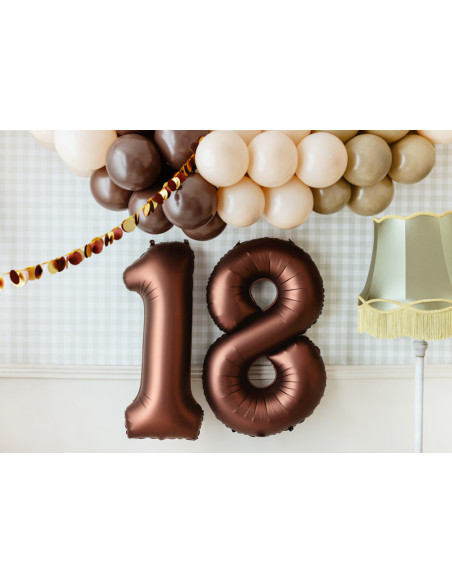 Balon foliowy Cyfra '8', 86cm, mocca