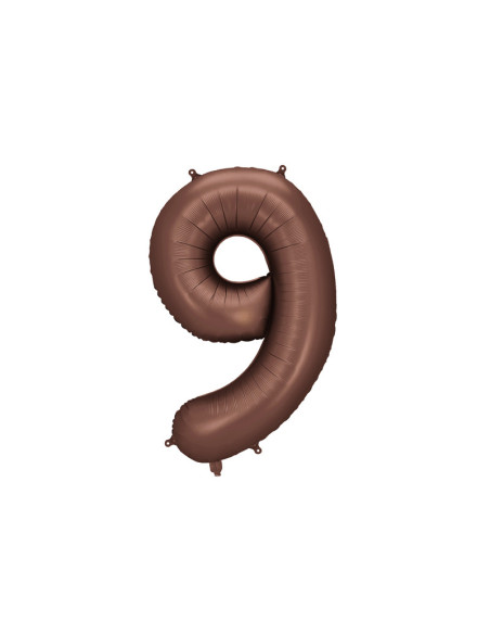 Balon foliowy Cyfra '9', 86cm, mocca