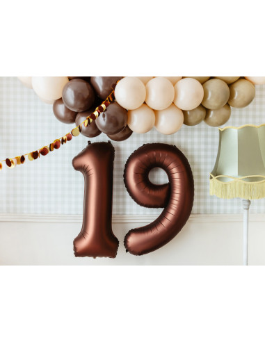 Balon foliowy Cyfra '9', 86cm, mocca
