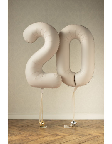 Balon foliowy Cyfra '0', 86cm, jasny beż