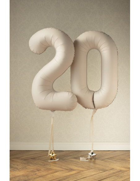 Balon foliowy Cyfra '0', 86cm, jasny beż