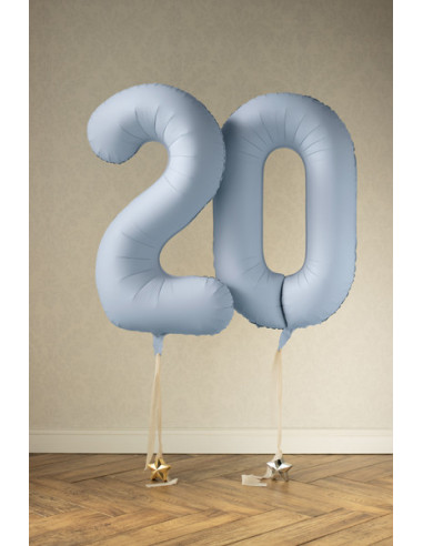 Balon foliowy Cyfra '0', 86cm, mglisty niebieski