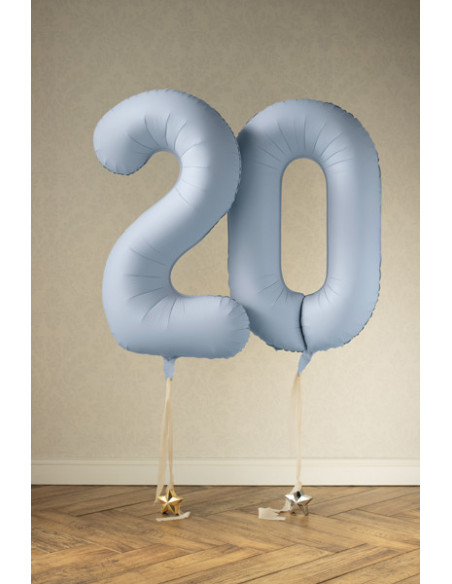 Balon foliowy Cyfra '0', 86cm, mglisty niebieski