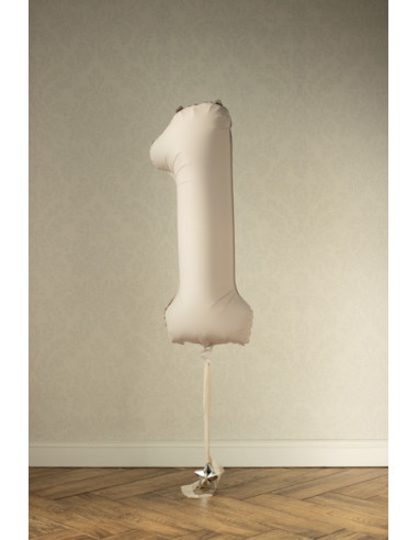 Balon foliowy Cyfra '1', 86cm, jasny beż