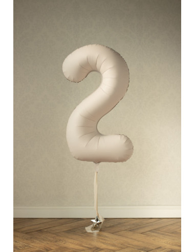 Balon foliowy Cyfra '2', 86cm, jasny beż