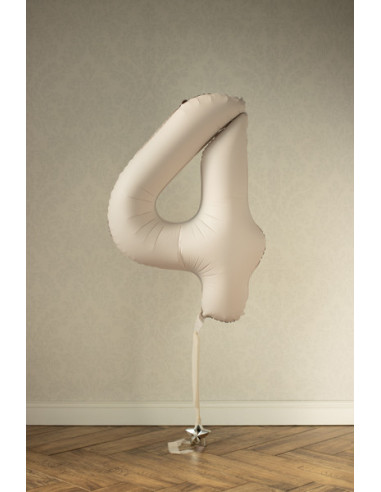 Balon foliowy Cyfra '4', 86cm, jasny beż