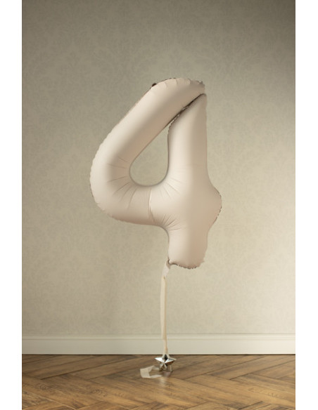 Balon foliowy Cyfra '4', 86cm, jasny beż