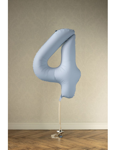 Balon foliowy Cyfra '4', 86cm, mglisty niebieski