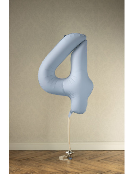 Balon foliowy Cyfra '4', 86cm, mglisty niebieski
