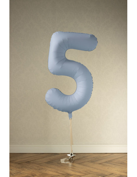 Balon foliowy Cyfra '5', 86cm, mglisty niebieski