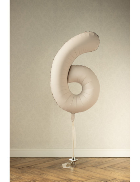 Balon foliowy Cyfra '6', 86cm, jasny beż
