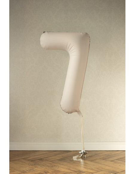 Balon foliowy Cyfra '7', 86cm, jasny beż
