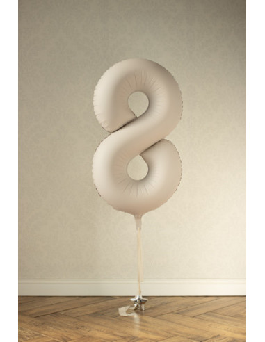 Balon foliowy Cyfra '8', 86cm, jasny beż