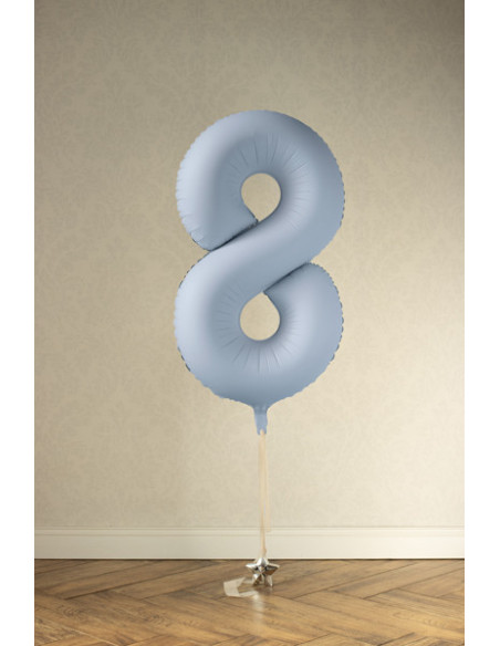 Balon foliowy Cyfra '8', 86cm, mglisty niebieski