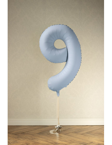 Balon foliowy Cyfra '9', 86cm, mglisty niebieski