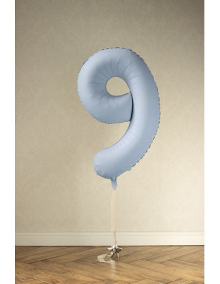 Balon foliowy Cyfra '9', 86cm, mglisty niebieski