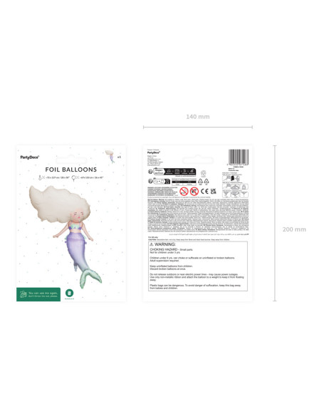 Balon foliowy Syrena, 72x52 cm, mix