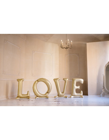 Balon foliowy stojący napis LOVE, 350x114 cm, złoty