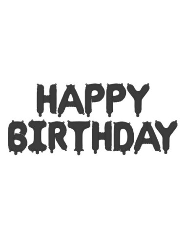 Balon foliowy Happy Birthday, 340x35cm, czarny