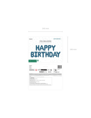 Balon foliowy Happy Birthday, 340x35cm, granat