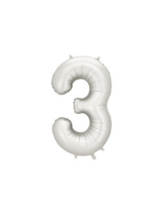 Balon foliowy Cyfra ''3'', 86cm, srebrny