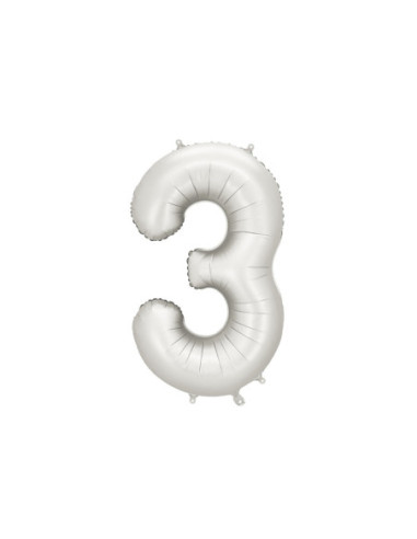 Balon foliowy Cyfra ''3'', 86cm, srebrny