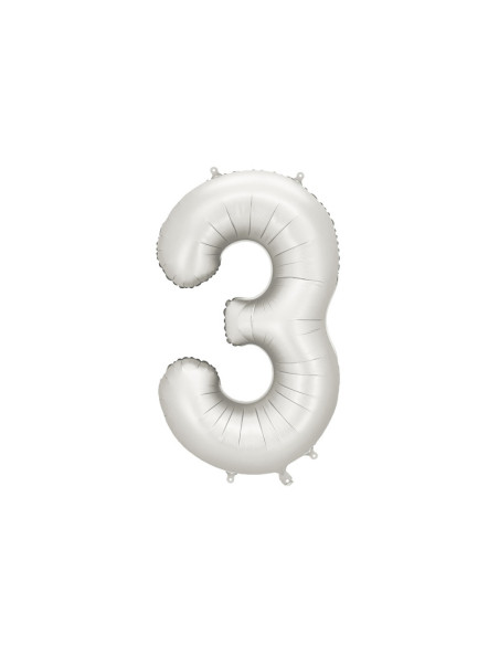 Balon foliowy Cyfra ''3'', 86cm, srebrny