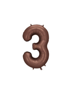 Balon foliowy Cyfra '3', 86cm, mocca