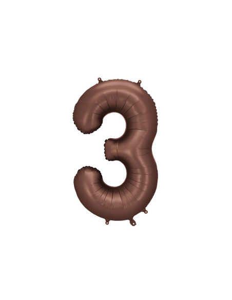 Balon foliowy Cyfra '3', 86cm, mocca