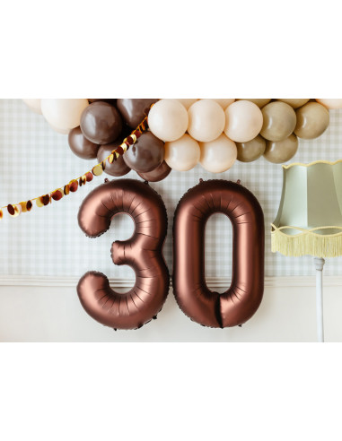 Balon foliowy Cyfra '3', 86cm, mocca