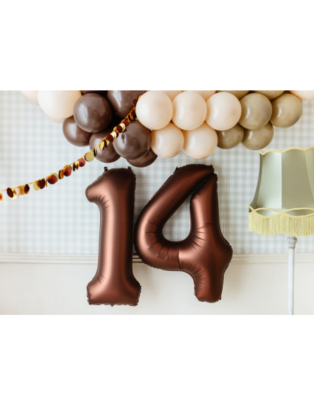 Balon foliowy Cyfra '4', 86cm, mocca