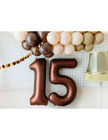 Balon foliowy Cyfra '5', 86cm, mocca