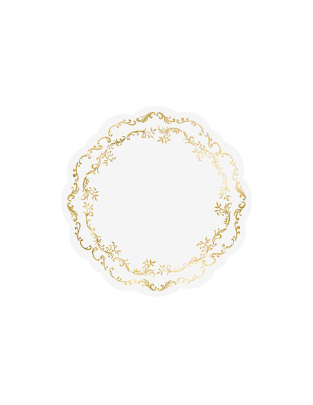Podkładki pod talerze złoty Ornament, śr. 35,5 cm, białe (1 op. / 6 szt.)
