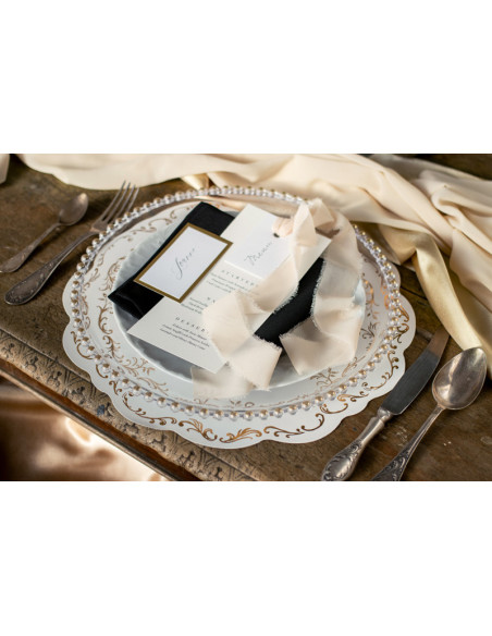 Podkładki pod talerze złoty Ornament, śr. 35,5 cm, białe (1 op. / 6 szt.)