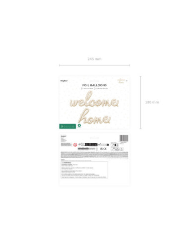 Balon foliowy Welcome Home, 335x71 cm, cappuccino