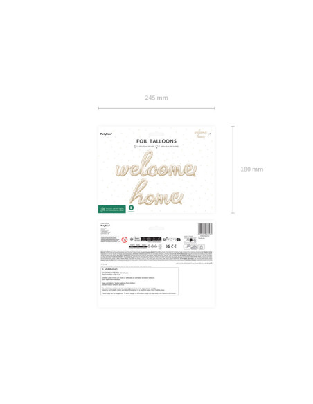 Balon foliowy Welcome Home, 335x71 cm, cappuccino
