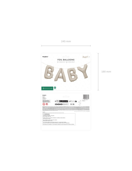 Balon foliowy Baby, 140x43 cm, beż