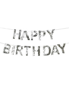 Baner Happy Birthday, 2.2m, srebrny