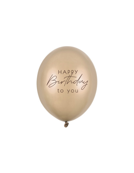 Balony 30 cm, Happy Birthday, Metallic Cold Gold (1 op. / 50 szt.)
