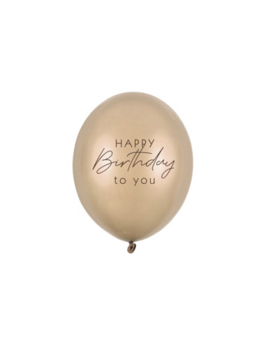 Balony 30 cm, Happy Birthday, Metallic Cold Gold (1 op. / 6 szt.)