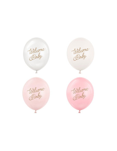 Balony 30 cm, Welcome Baby, mix różowy (1 op. / 50 szt.)